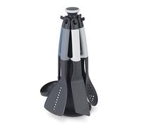 Joseph Joseph Elevate Lot de 6 Ustensiles de cuisine en Nylon, Antiadhésif et Résistant à la chaleur jusqu'à 200 ℃ avec Porte-Ustensiles Rotatif, Ciel, Bleu
