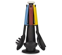 Joseph Joseph Elevate Lot de 6 Ustensiles de cuisine en Nylon, Antiadhésif et Résistant à la chaleur jusqu'à 200 ℃ avec Porte-Ustensiles Rotatif, Multicolore