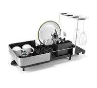 EXTEND STEEL PLUS Egouttoir à vaisselle extensible avec support à verre Joseph Joseph Inox noir