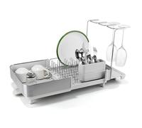 Joseph Joseph Extend Steel Plus Égouttoir à Vaisselle Extensible, Acier Inoxydable, avec Porte-Verres et Bec Verseur