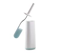 Joseph Joseph - Flex - Brosse Toilette WC - Balayette Souple et Résistante + Support - tête flexible, anti-goutte, anti-bouchage, Blanc/Bleu ciel, Regular