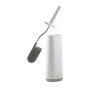 Joseph Joseph - Flex - Brosse Toilette WC - Balayette Souple et Résistante + Support - tête flexible, anti-goutte, anti-bouchage, Blanc/Gris