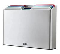 Joseph Joseph Folio - Ensemble de planches à découper, à code couleur, planches adaptées aux couteaux, avec étui, Grande, argent