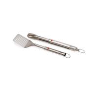 Joseph Joseph GrillOut Set de 2 Ustensiles BBQ en Acier Inoxydable, Spatule & Pinces, Poignée Extensible, Boucles de Suspension