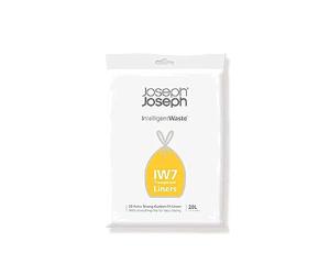 Joseph Joseph IW7 - Sacs poubelles Très résistant, sacs pour déchets de cuisine avec Fermeture à Poignées coulissantes, 20 sacs, 20 litres, Transparent