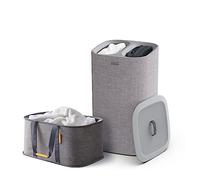 Joseph Joseph Laundry Ensemble de 2 pièces - Hold-All Panier à linge pliable 35L et Tota panier à linge 2 compartiment 60L avec couvercle et 2 sacs amovibles - Gris