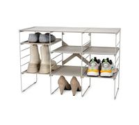Joseph Joseph Level Rangement à Chaussures 12 Paires, Étagere Empilable et Réglables, 4 Niveaux, Cadre en Acier, Ecru