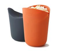 Joseph Joseph M-Cuisine - Set de 2 Cornets à Popcorn Micro-Ondes en silicone - Orange/Gris