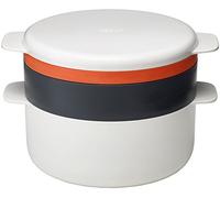 Joseph Joseph - M Cuisine - Set de 4 Pièces Empilables pour Cuisson au Micro-ondes - Blanc Orange et Gris