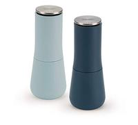 Joseph Joseph Milltop Moulins à Poivre et Sel Manuels avec Broyeur en Céramique Ajustable, Grossièreté Réglable, Bleu