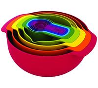 Joseph Joseph Set emboîtable Nest 9 Plus – 9 pièces: bols, passoire, 5 tasses – Rouge/Multicolore