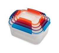 Joseph Joseph Nest Lock, 4 pièces boîte en plastique pour stockage alimentaire et rangement et organisation de cuisine, avec couvercle, antifuite, hermétique, peu encombrant, sans BPA- Multicolore