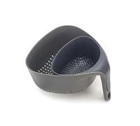 Joseph Joseph Nest - Lot de 2 passoires empilables, stable et non basculante, pour légumes, pâtes, sans BPA, Gris