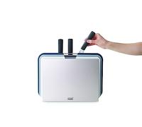 Joseph Joseph Nest - Lot de 3 de Planches à découper en plastique et Set de 3 Couteaux de Cuisine en Acier Inoxydable, Support de rangement compact, Gris/Bleu