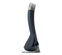 Joseph Joseph - Nest Ustensils Plus - Ensemble de 5 Ustensiles en Nylon Aimantés, Cuillère, Cuillère à spaghettis, Louche, Ecumoires Livré avec son Porte Ustensiles, Noir/Inox