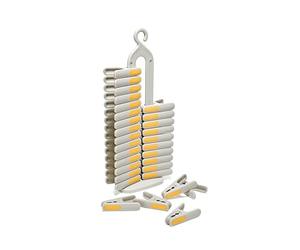 Joseph Joseph PegStore Lot de 30 Pinces à Linge avec Rangement, Plastique recyclé, Résistant aux UV, Ecru