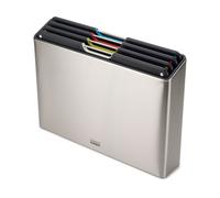 Joseph Joseph Folio Steel- Set de 4 pièces planche à découper de cuisine, avec etui- Grande, Acier Inox/Noir