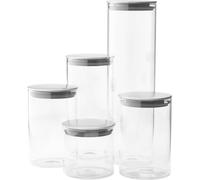 Joseph Joseph Podium Récipient de conservation 1.9 l, 1.3 l, 0.9 l, 0.9 l, 0.5 l jeu de 5 Verre, acier inoxydable avec couvercle transparent, argent 95035