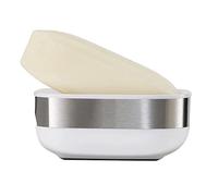 Joseph Joseph - Porte-Savon de Salle de Bain Compact et Peu encombrant, Base antidérapante, Blanc/Acier Inox