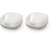 Joseph Joseph - Porte-Savon de Salle de Bain Compact et Peu encombrant, Base antidérapante, Blanc/Gris (Lot de 2)
