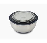 Joseph Joseph Prep&Store - Bols mélangeur et Saladier avec Couvercles, Ensemble de 4 pièces (5L/3,8L/2,1L/1,2L), Acier Inox, Argenté