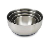 Joseph Joseph Prep&Store - Bols mélangeur et Saladier avec Couvercles, Ensemble de 4 pièces (5L/3,8L/2,1L/1,2L), Acier Inox, Argenté