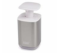 Joseph Joseph Presto Distributeur de Savon à pompe large pour salle de bain/cuisine, Rechargeable, Hygiénique, Blanc/Acier inoxydable