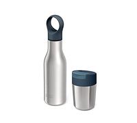 Joseph Joseph Remplissez Réutilisez Recommencez Ensemble 2 Pièces Mug et Bouteille de Voyage, Anthracite, 500 ml + 340 ml, Acier Inoxydable