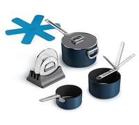 Joseph Joseph Space Batterie de Cuisine 3 pièces, Casseroles Gain de Place, Poignées Pliables, Induction, Revêtement Céramique