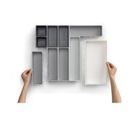 Joseph Joseph Blox ensemble de 10 Compartiments de Rangement en Plastique pour Cosmétiques, Articles de Papeterie, Ustensiles, Tiroir, Gris