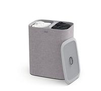 Joseph Joseph Tota - Panier à linge de 90 à avec couvercle, compartiments séparés avec sacs en coton amovibles avec poignées pour faciliter le transport et la séparation des vêtements, Gris