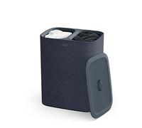 Joseph Joseph Tota Panier de séparation du linge de 90 litres avec couvercle, 2 sacs de lavage amovibles avec poignées - Carbon Black