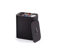 Joseph Joseph Tota Trio Luxe 90L panier linge noir triple, 3 sacs amovibles, tri linge, couvercle bambou, 3 compartiments