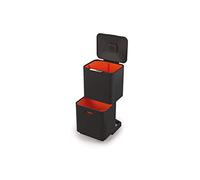 Joseph Joseph Totem Max - Poubelle de cuisine pour le tri et le recyclage des déchets, avec bac à compost intégré et filtre à charbon actif remplaçable, capacité de 60 litres, Noir