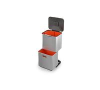 Joseph Joseph Totem Max - Poubelle de cuisine pour le tri et le recyclage des déchets, avec composteur intégré et filtre à charbon actif remplaçable, capacité 60 litres, acier inoxydable
