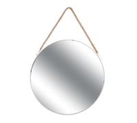 JOSEPH Miroir rond à suspendre - 50 cm - Blanc et jonc de mer