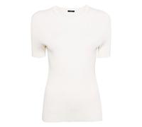 Joseph - T-Shirt Manches Courtes Satiné Côtelé - Femme - Tops - Blanc - Taille: 38 FR