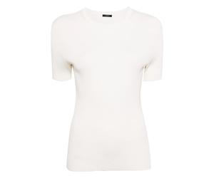 Joseph - T-Shirt Manches Courtes Satiné Côtelé - Femme - Tops - Blanc - Taille: 38 FR