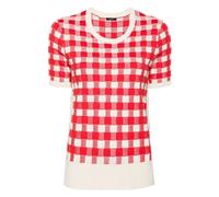 Joseph - T-Shirt Manches Courtes Vichy Jacquard Rouge - Femme - Pulls - Rouge - Taille: 42 FR