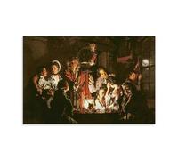 Joseph Wright-Expérience avec un oiseau dans une pompe à air Poster exquis Décoration d'intérieur Peinture à l'huile sur toile Papier peint photos 20 x 30 cm
