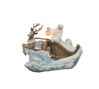 Joseph's Studio By Roman, Père Noël lumineux dans son traîneau avec un renne, décoration de Noël sur table, décorations de maison de vacances de 17,8 cm