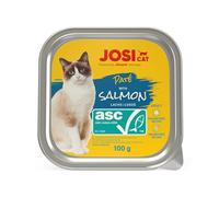 JosiCat Paté with Salmon (16 x 100 g) | Nourriture pour chat juteuse avec saumon (certifié ASC) | Sans céréales | Nourriture humide de qualité supérieure pour chats adultes | Aliment complet | Powered