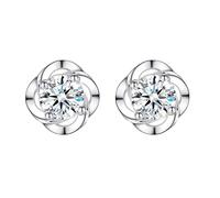 Josfeva Boucles d'oreilles en argent 925 pour filles, petites boucles d'oreilles pour filles, trèfle/cœur/fleurs/patte/cygne, dormez cartilage en argent 925, boucles d'oreilles pour enfants avec boîte