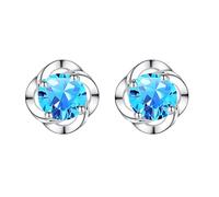 Josfeva Boucles d'oreilles en argent 925 pour filles, petites boucles d'oreilles pour filles, trèfle/cœur/fleurs/patte/cygne, dormez cartilage en argent 925, boucles d'oreilles pour enfants avec boîte