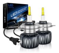 JOSHF Ampoule H4 LED, 360° 72 CSP Chips 700% Plus Lumineuse Ampoul 30000LM 120W 6500K Blanc LED H4/HB2/9003 Voiture & Moto Pour Canbus Sans Erreur, Étanche IP68 Plug And Play, 2 Ampoules