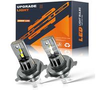 JOSHF Ampoule H4 LED Avec Ventilateur Silencieux 26000LM 110W 600% LM 6500K Blanche Phares LED H4/HB2/9003 Voiture,Remplacement Halogène,DC12V, 2Ampoules