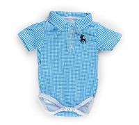 Joshua - Costume à carreaux avec col et broderie - Body à manches courtes pour fête de la bière, fête de la bière et mariage - Pour garçon et fille, bleu/blanc, 62-68 cm (3-6 Months)