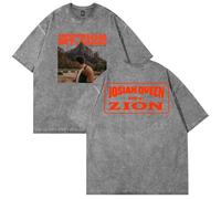 Josiah Queen Mt Zion Merch T-shirt unisexe à manches courtes et col rond en coton délavé, gris, 3XL