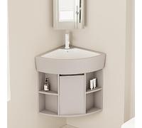 JOSIAHCQ Meuble d'Angle Vasque et Lavabo pour Salle de Bain, Lave-Main WC avec Robinet, Parfait pour Les Petits Espaces (48cm/18.89in)
