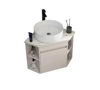 JOSIAHCQ Meuble Salle De Bain Avec Vasque Ensemble Meuble D'angle Vasque Meuble Sous Lavabo Meuble Lave Main Avec Robinet Pour Salle De Bain WC (48cm/18.89in) Blanc